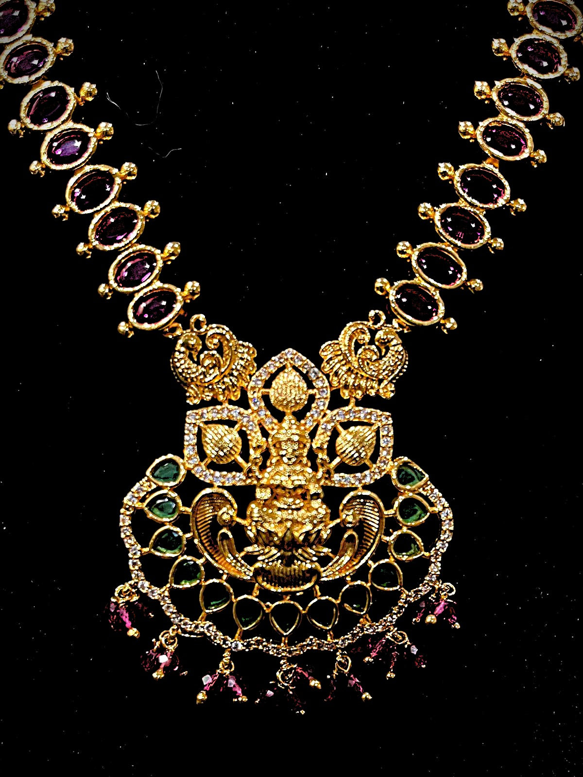 Lakshmi Pendant Maala Set - Ruby & Emerald