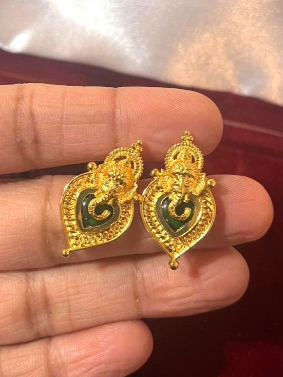 Ganesha Palakka Studs - Green