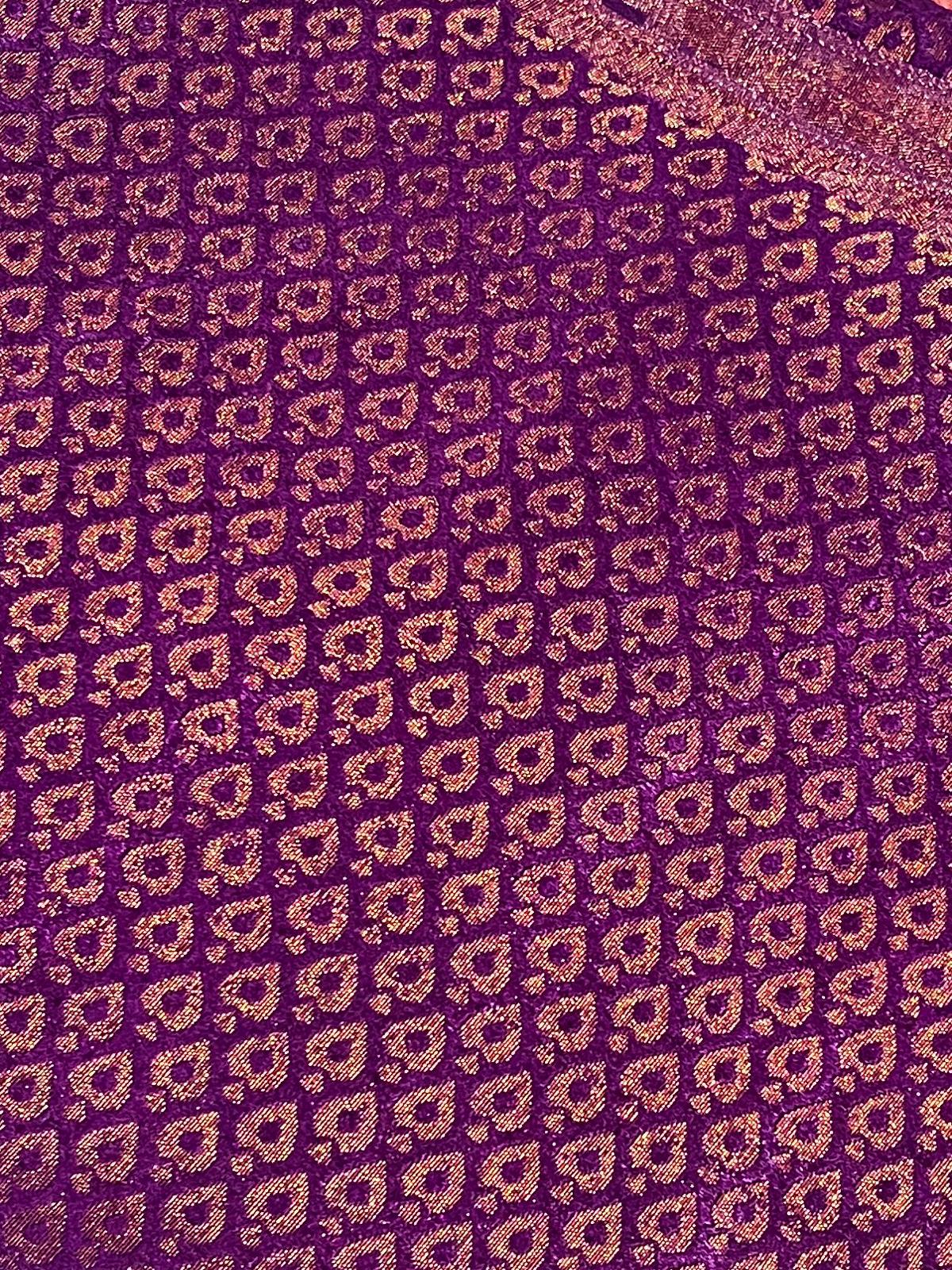 Blouse Fabric - Purple with Copper zari