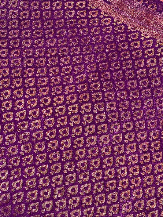 Blouse Fabric - Purple with Copper zari