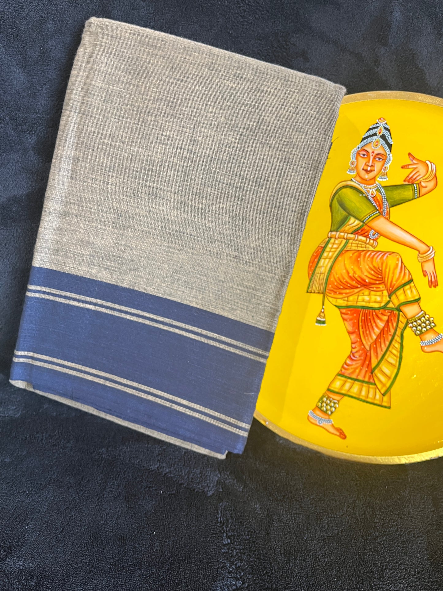 Dance Practice Saree - Navy blue & Beige Double Shade