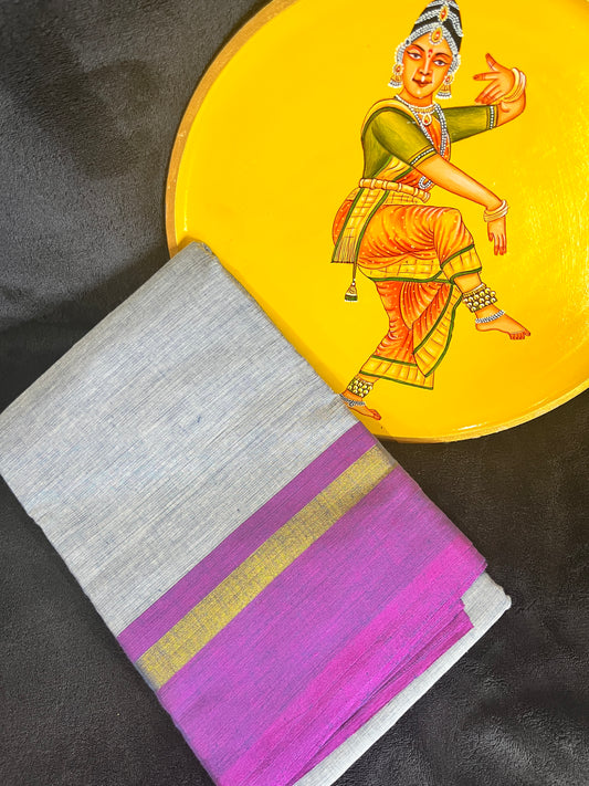 Dance Practice Saree - Indigo Blue & Yellow Double Shade