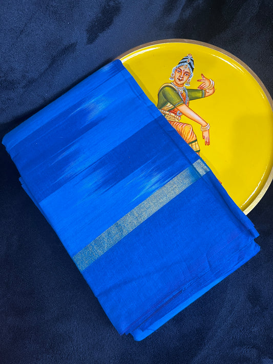 Dance Practice Saree - Blue Ikkat/Pochampalli