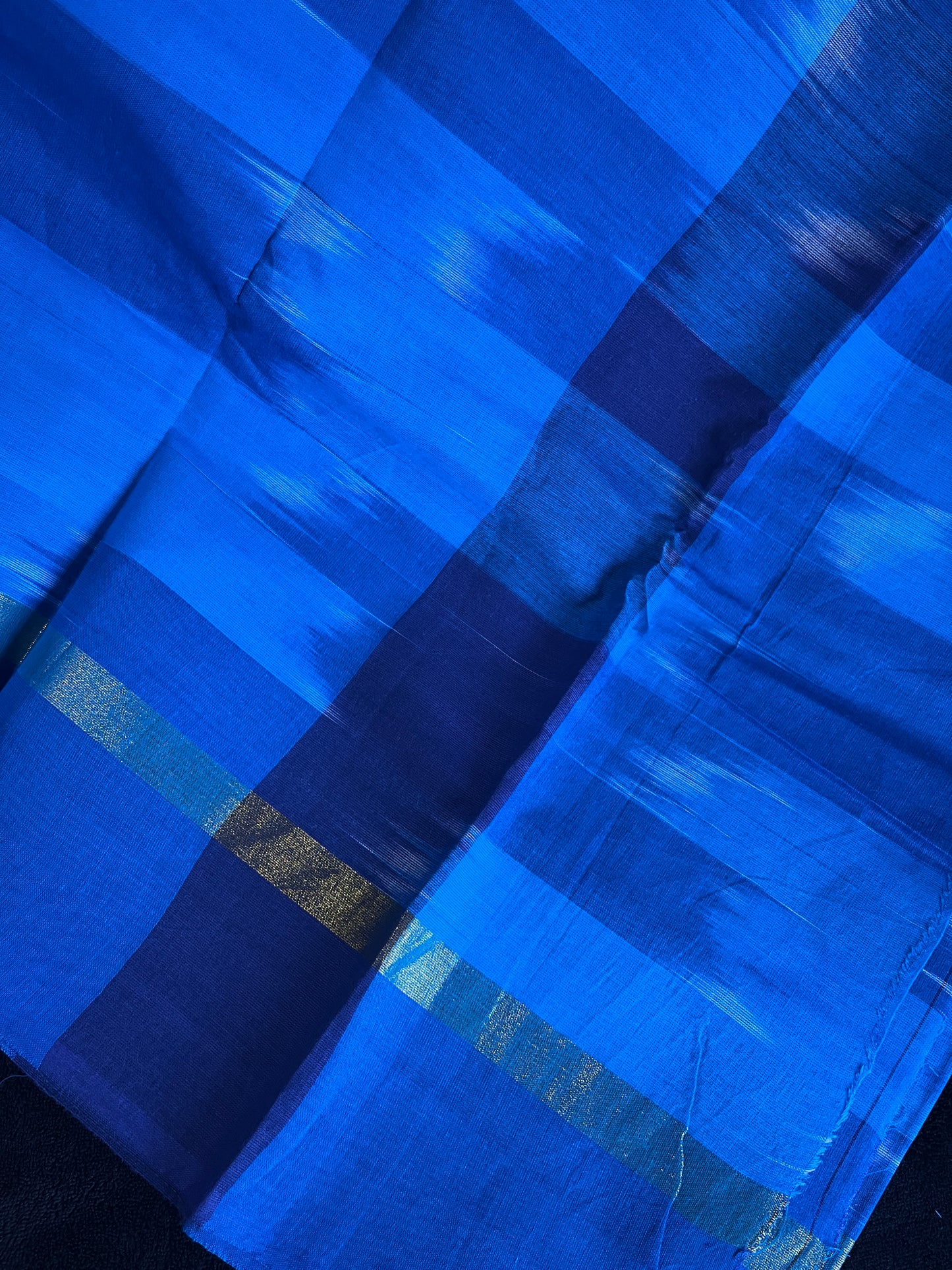 Dance Practice Saree - Blue Ikkat/Pochampalli