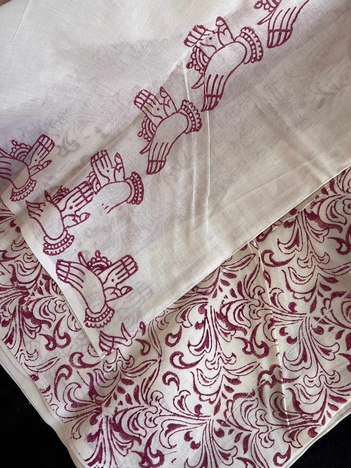 Dance Practice Saree - White with Maroon Border