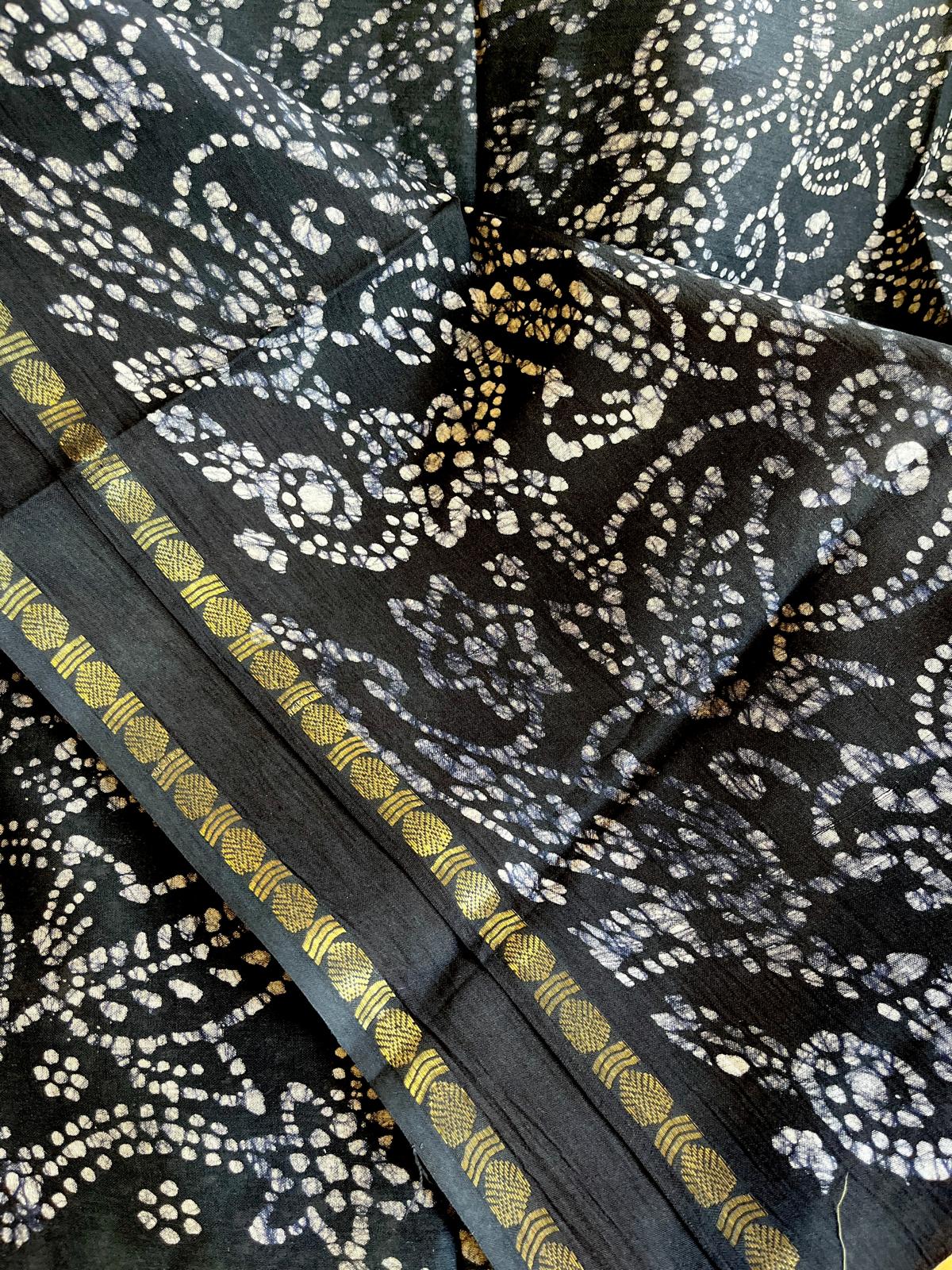 Dance Practice Saree - Black Bandhani (with blouse)