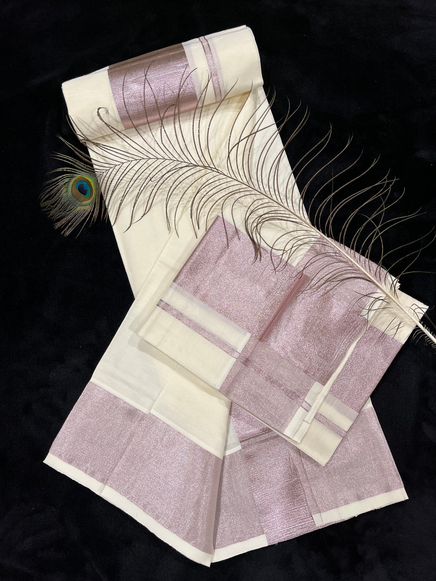 Set Mundu - Rose Kasavu