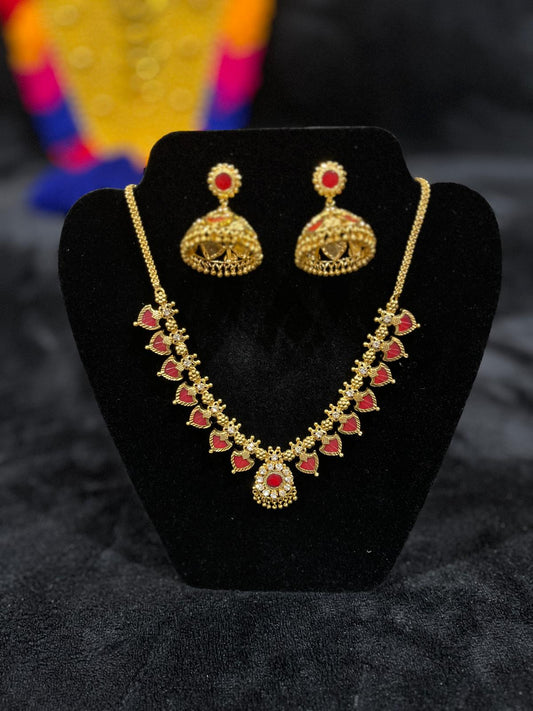 Red Palakka Necklace Set