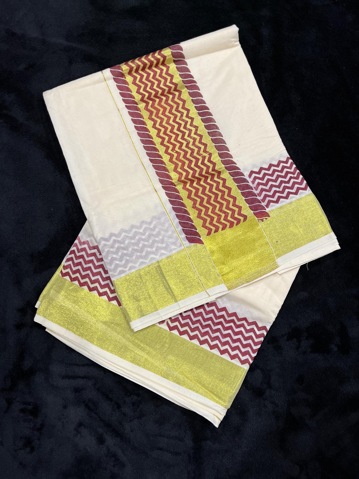 Saree - Gold Kasavu with Colour Design along Border