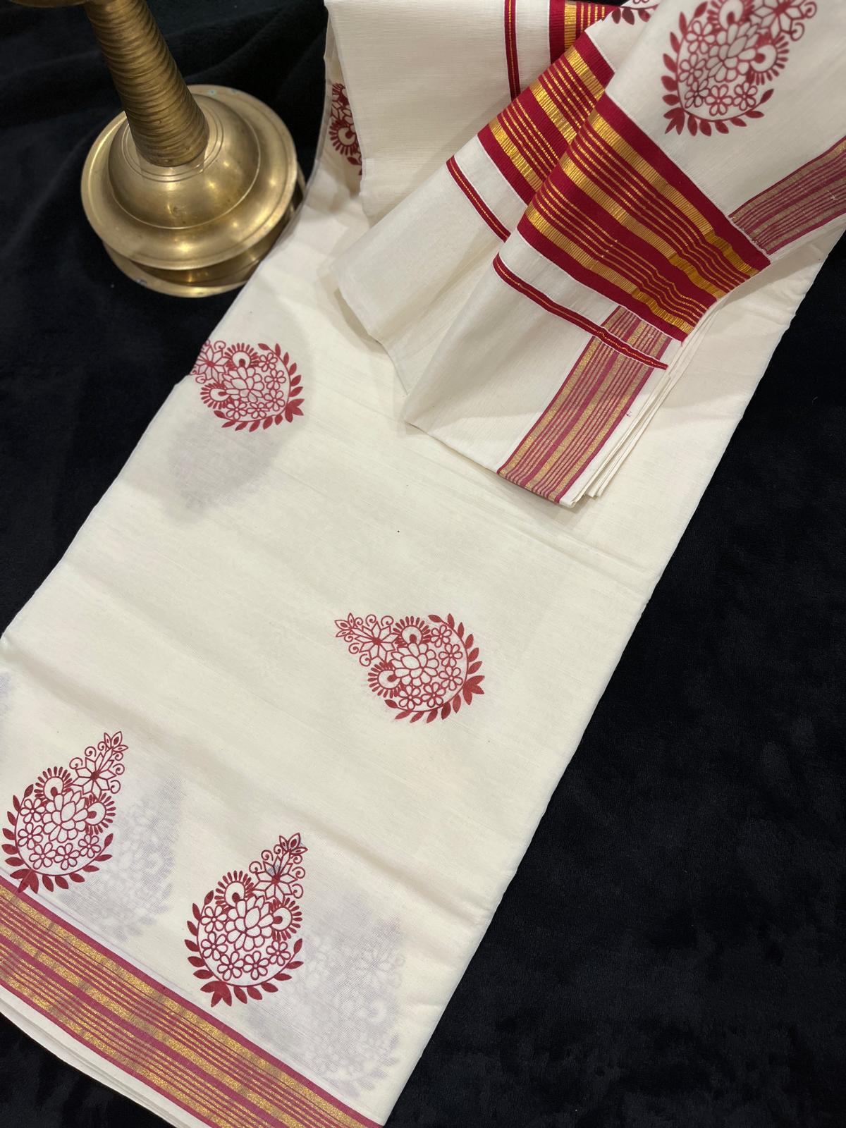 Saree - Gold & Colour Striped Border