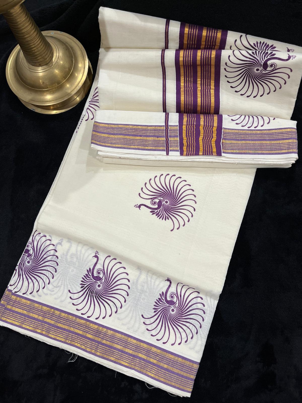 Saree - Gold & Colour Striped Border
