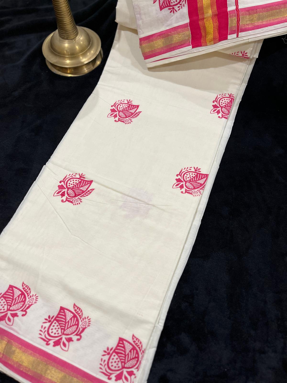 Saree - Gold & Colour Striped Border