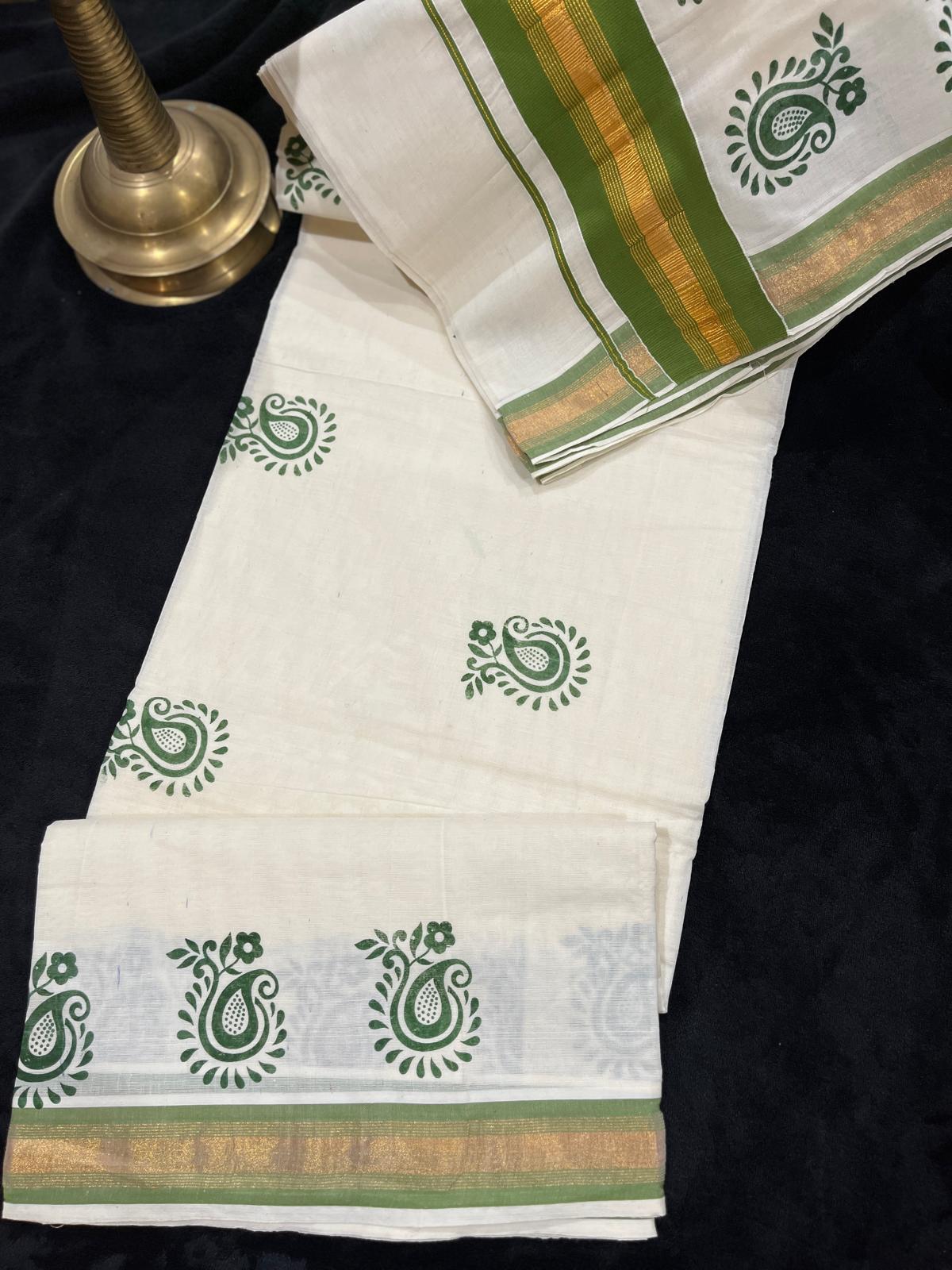 Saree - Gold & Colour Striped Border