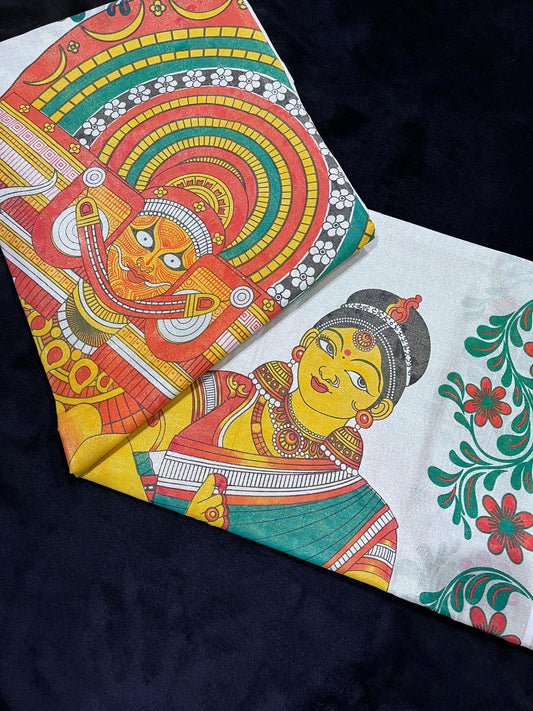 Saree - Gold Kasavu with Theyyam & Dancer on Pallu
