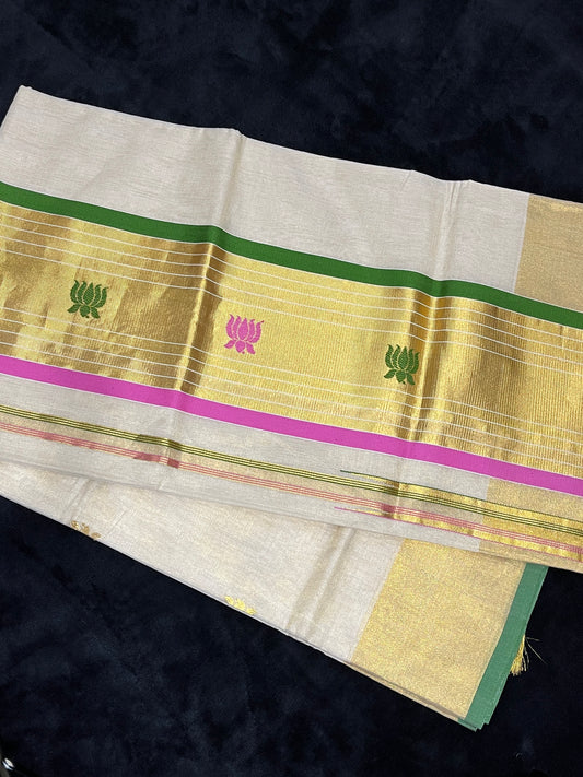 Handloom Tissue Saree with Thamara Pattern