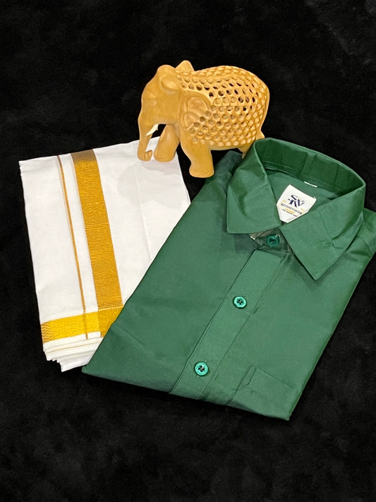 Shirt & Velcro Mundu Set for 6 Year Old