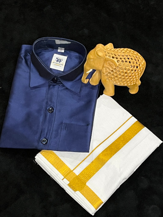 Shirt & Velcro Mundu Set for 8 Year Old