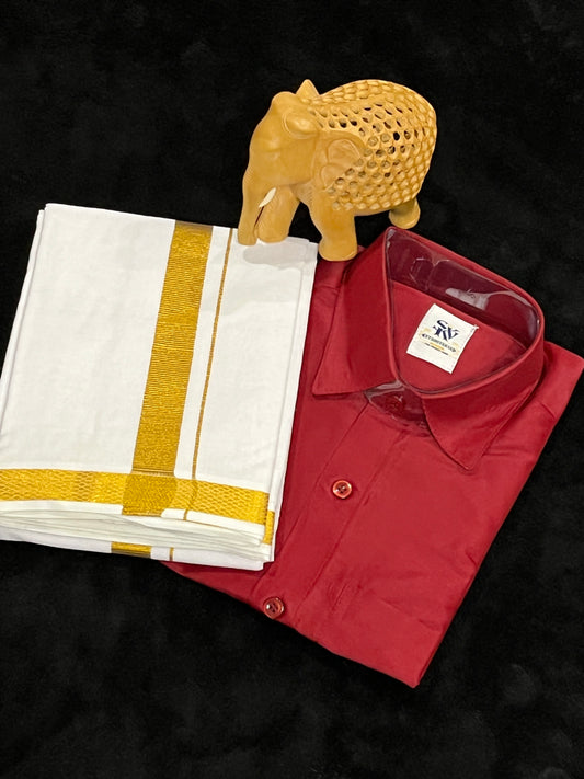 Shirt & Velcro Mundu Set for 10 Year Old
