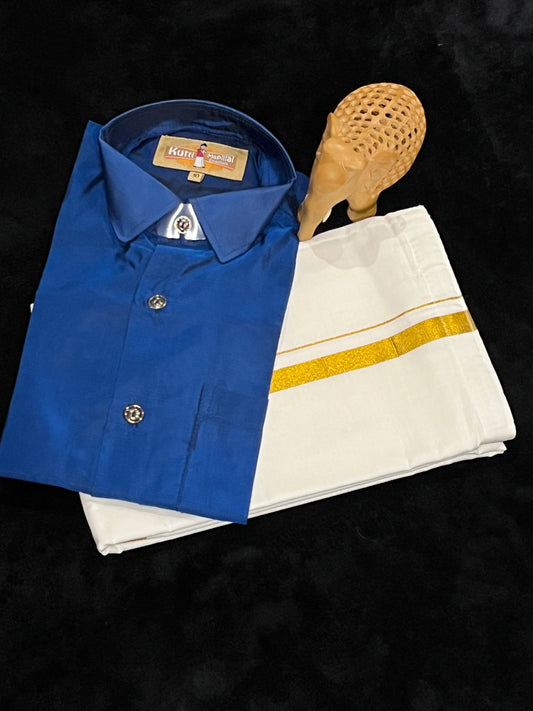 Shirt & Velcro Mundu Set for 10 Year Old