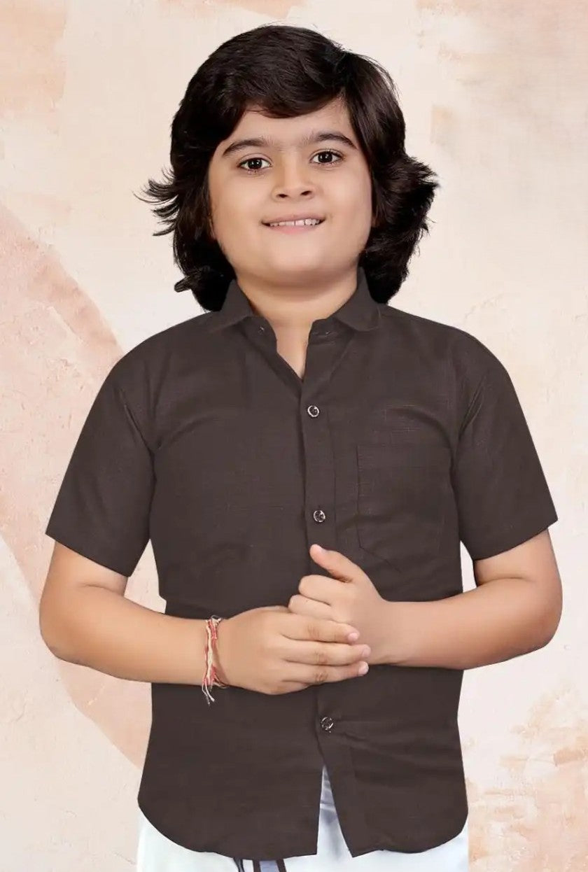 Plain Cotton Shirt - Size 34 (Age 9-11)