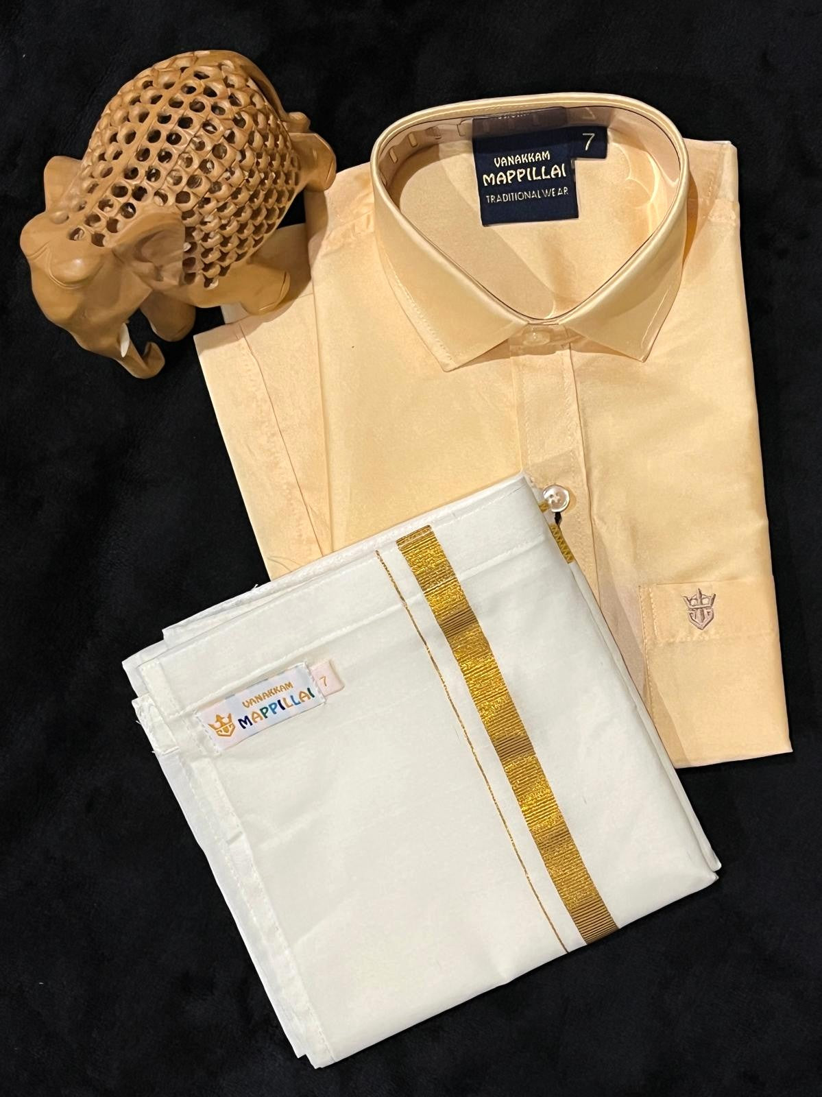 Shirt & Velcro Mundu Set for 7 Year Old