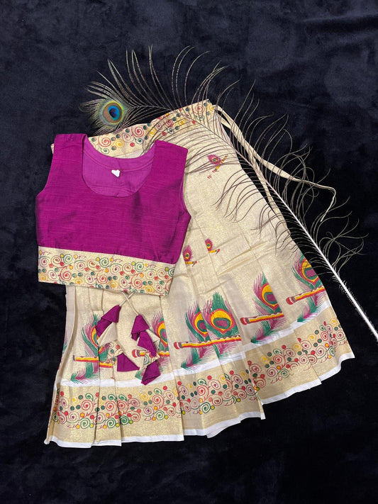 Skirt & Blouse for 2 Year Olds - Brick Red/Green/Purple