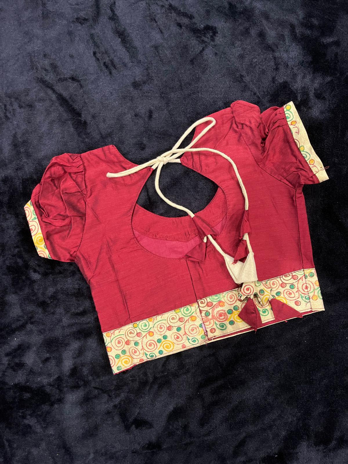 Skirt & Blouse for 6 Year Olds - Maroon/Green/Blue