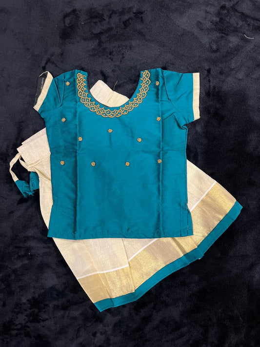 Skirt & Blouse for 1 Year Old - Peacock Green