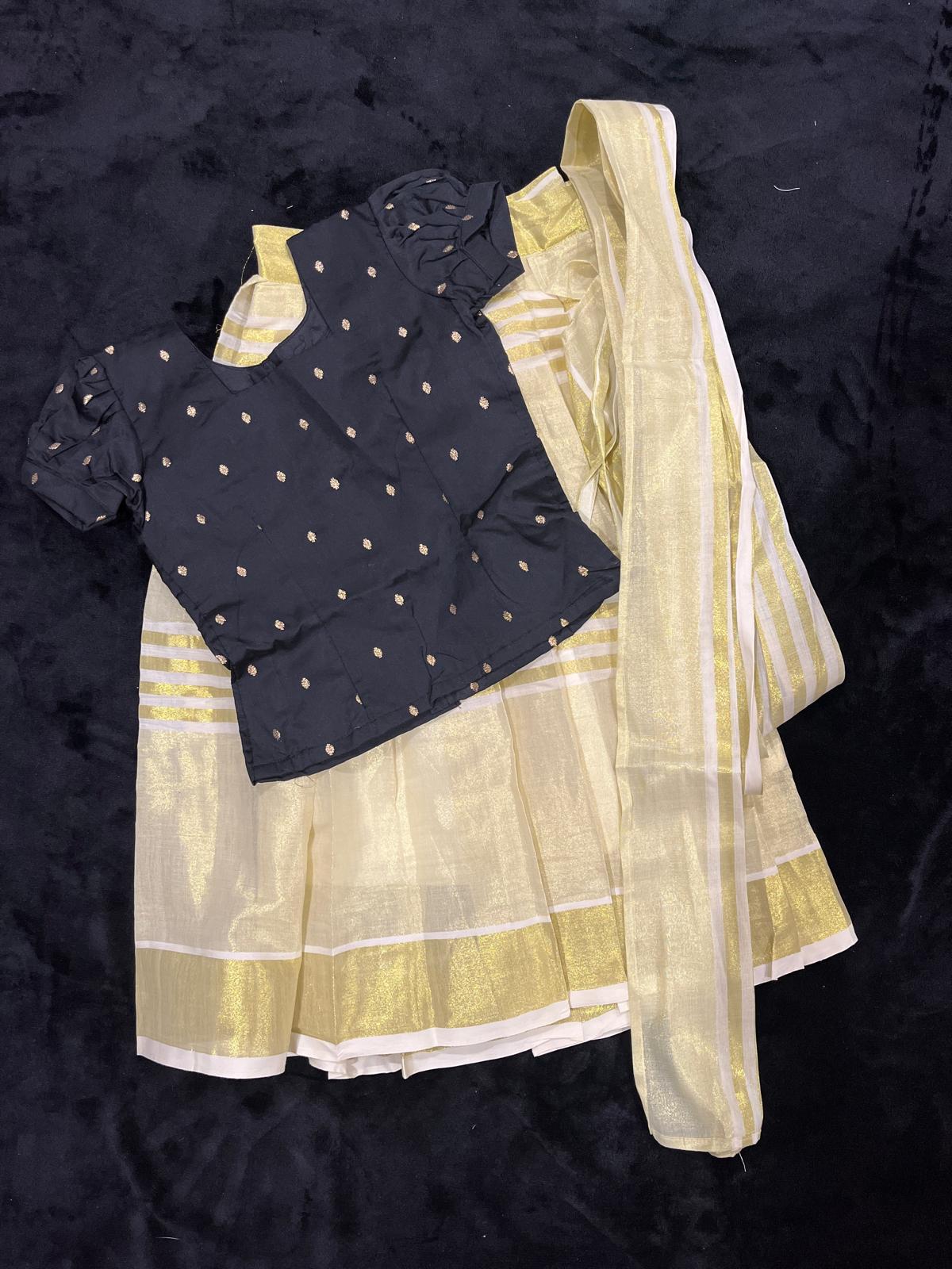 Davani Skirt & Blouse for 7 Year Old - Black