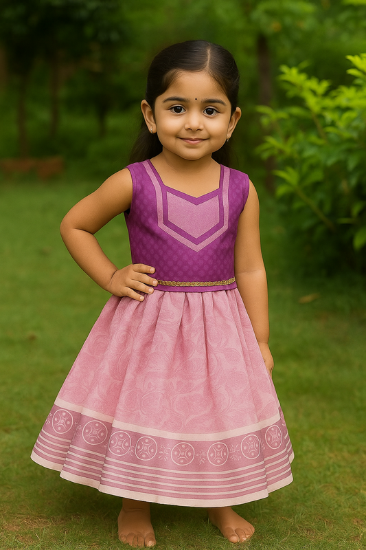Skirt & Blouse for 5 Year Old - Light Purple & Pink