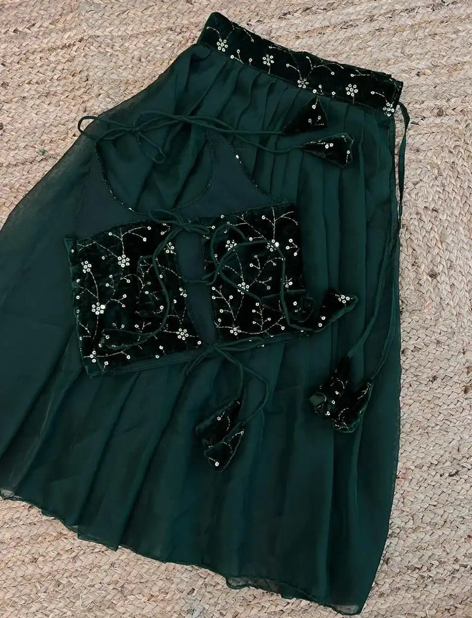 Skirt & Top for 4 Year Olds - Fancy Velvet & Georgette Set