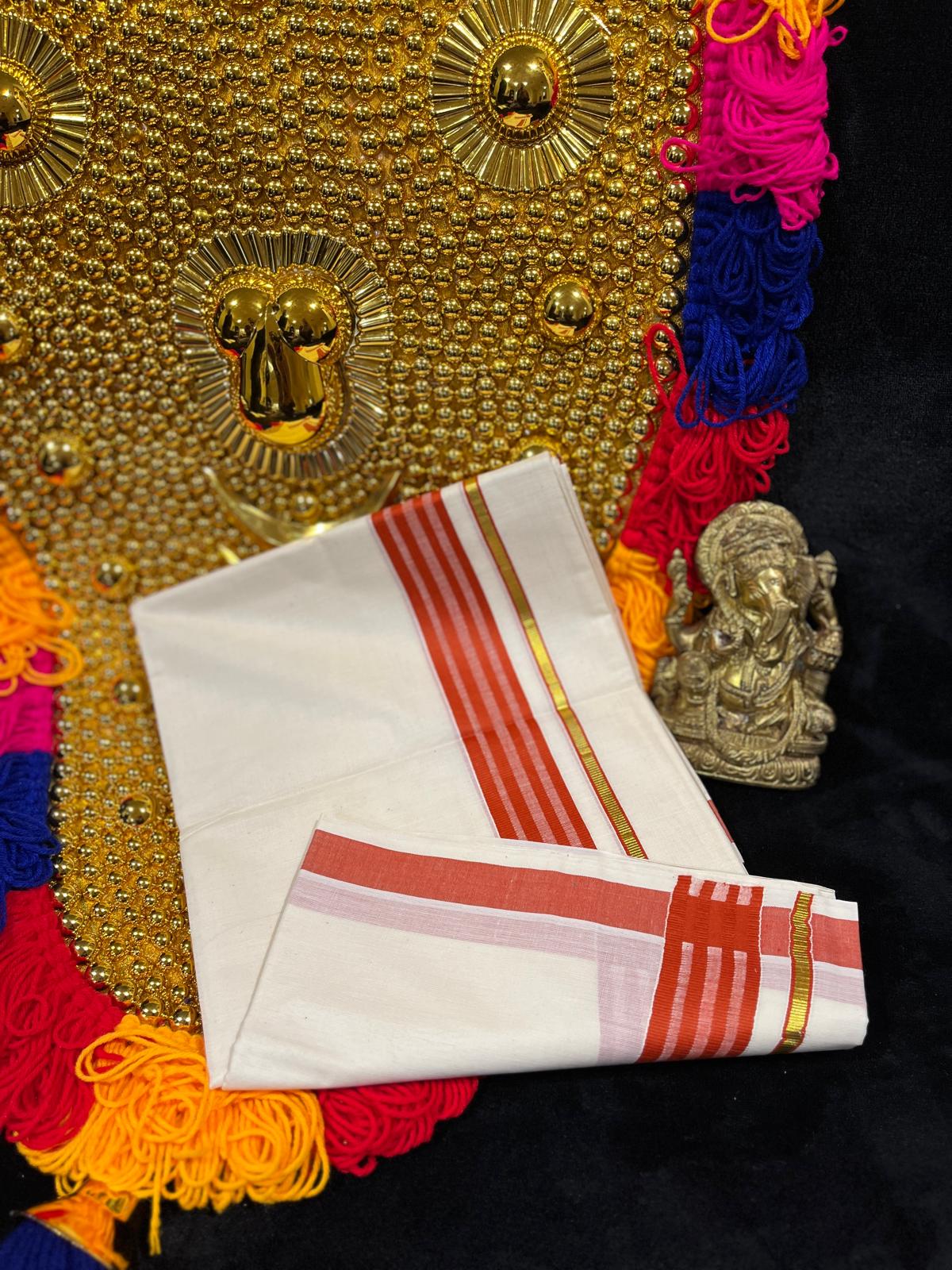 Kasavu Mundu - Gold & Colour Border