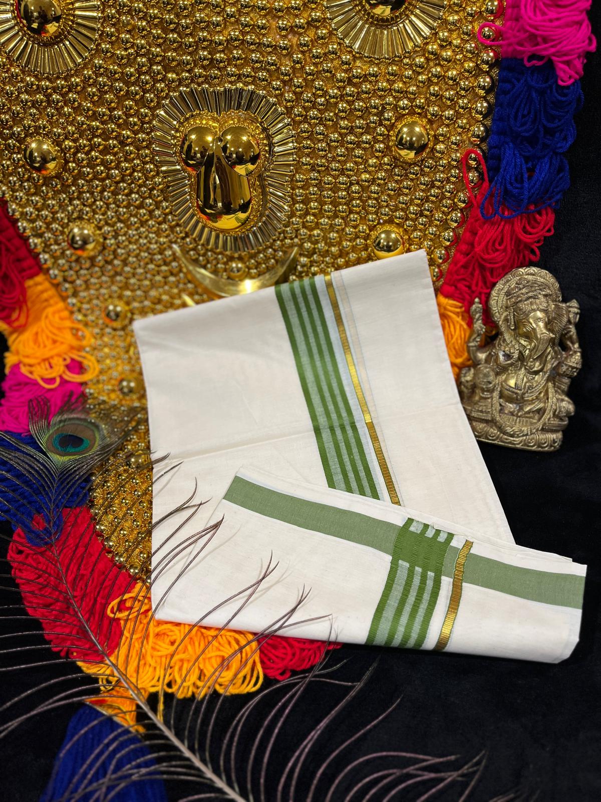 Kasavu Mundu - Gold & Colour Border