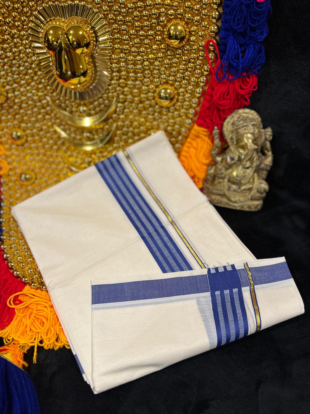 Kasavu Mundu - Gold & Colour Border