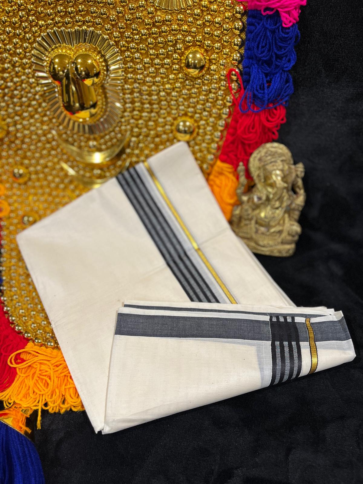 Kasavu Mundu - Gold & Colour Border