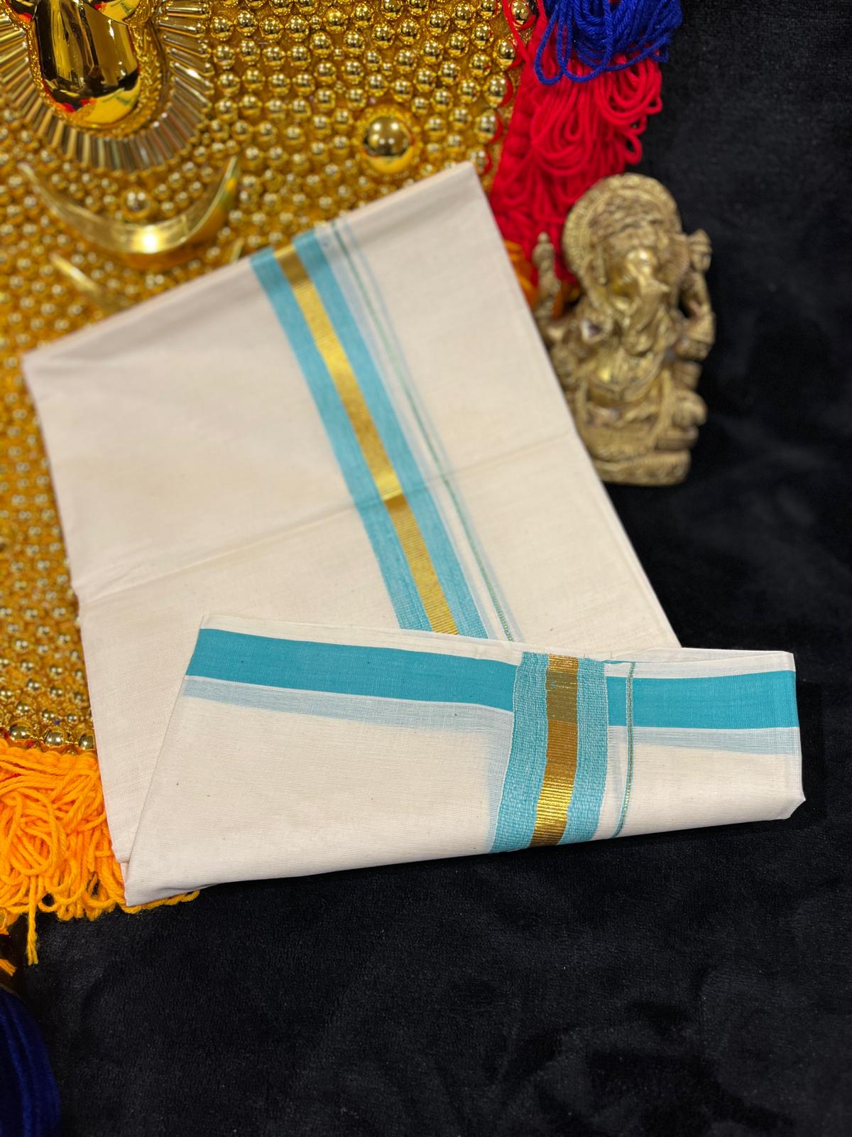 Kasavu Mundu - Gold & Colour Border