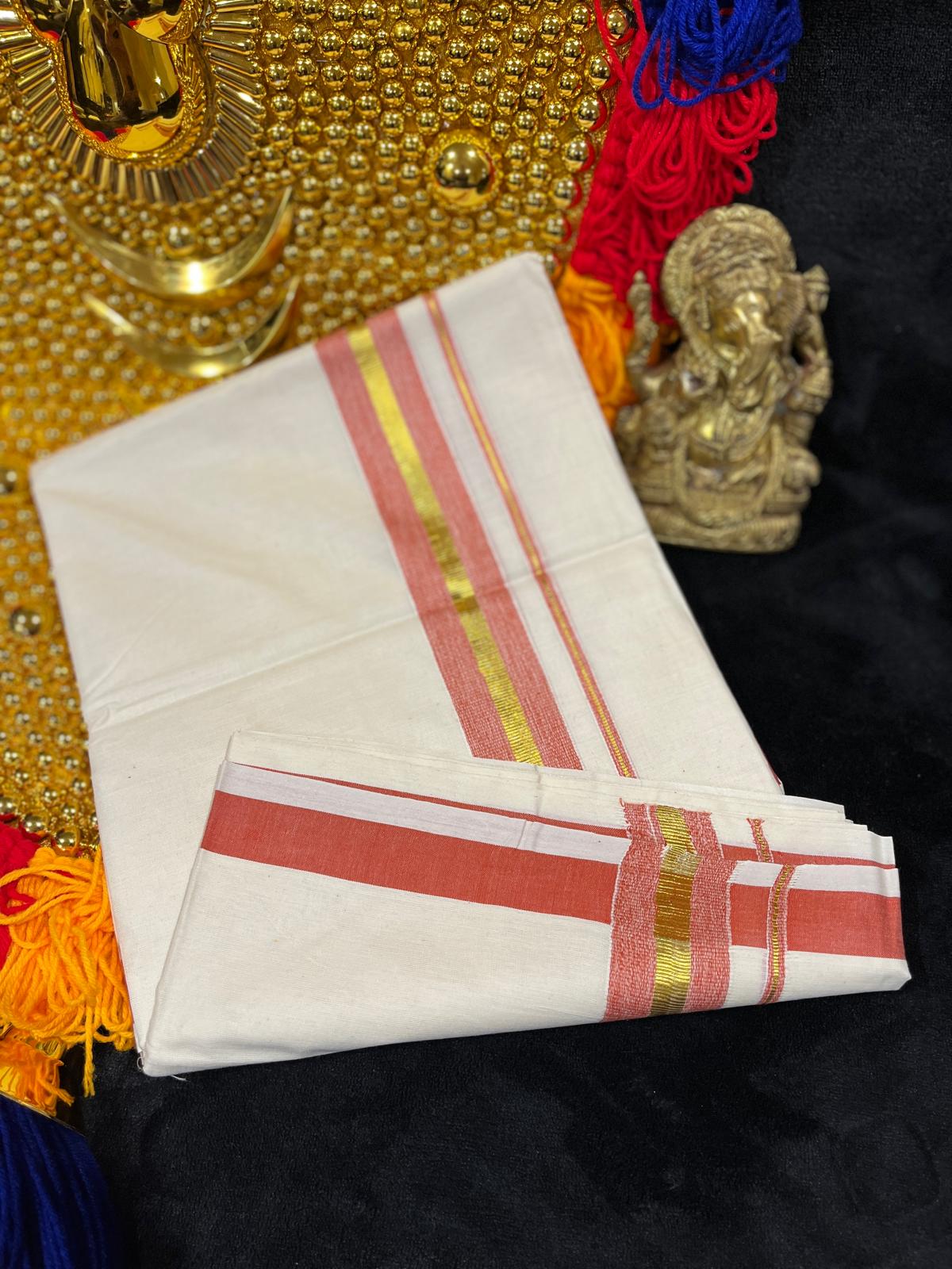 Kasavu Mundu - Gold & Colour Border