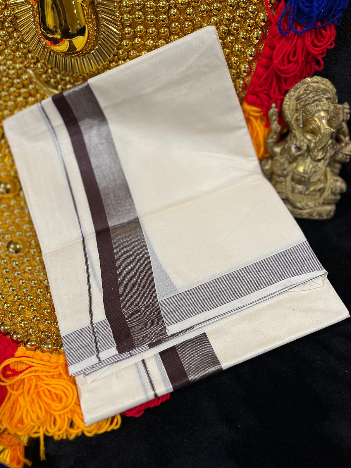 Kasavu Mundu - Silver & Colour Border