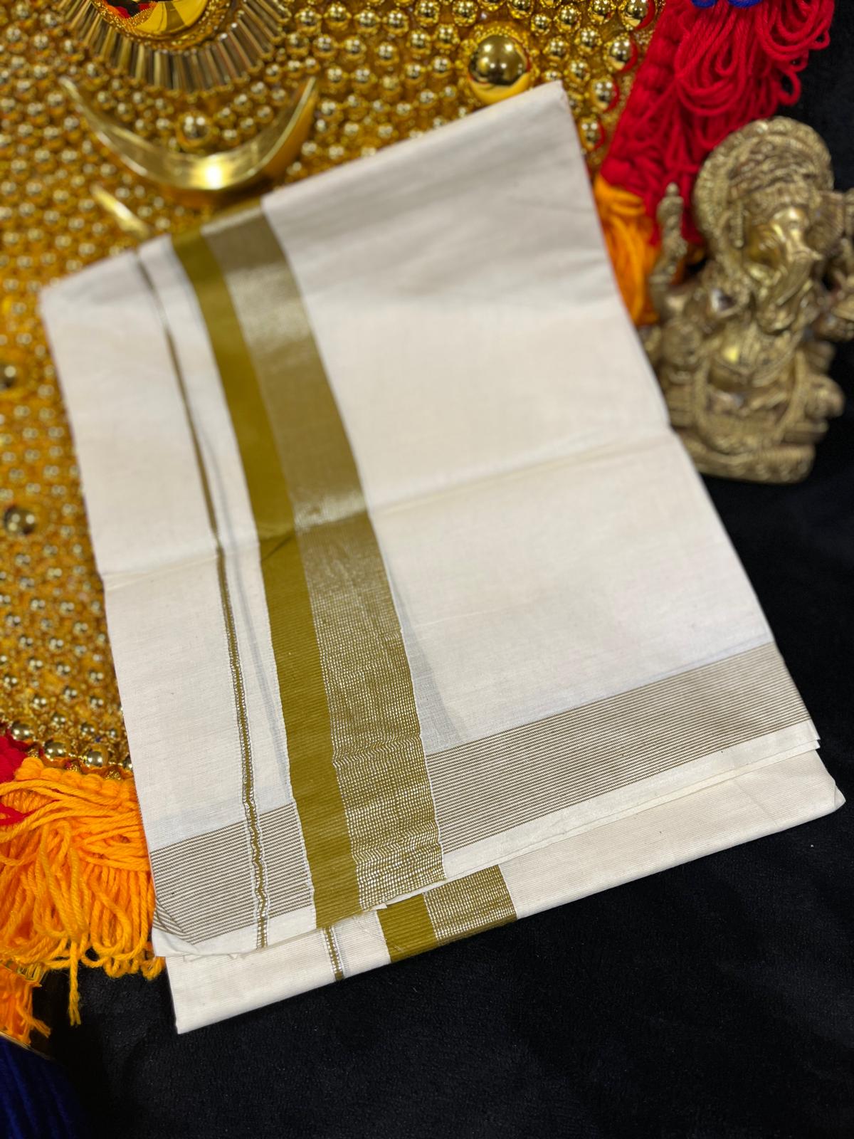 Kasavu Mundu - Silver & Colour Border