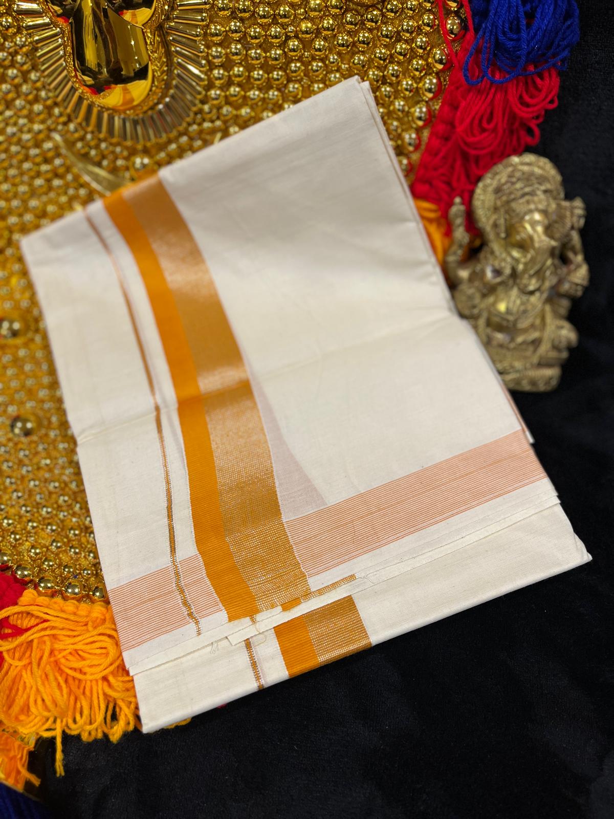 Kasavu Mundu - Silver & Colour Border