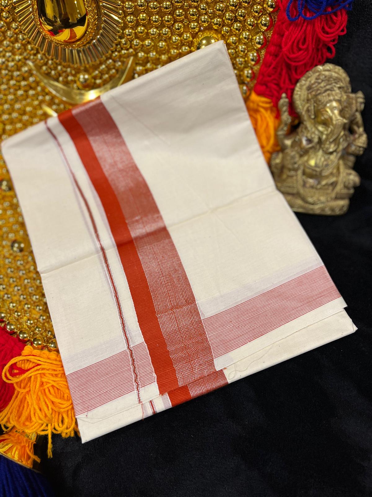 Kasavu Mundu - Silver & Colour Border
