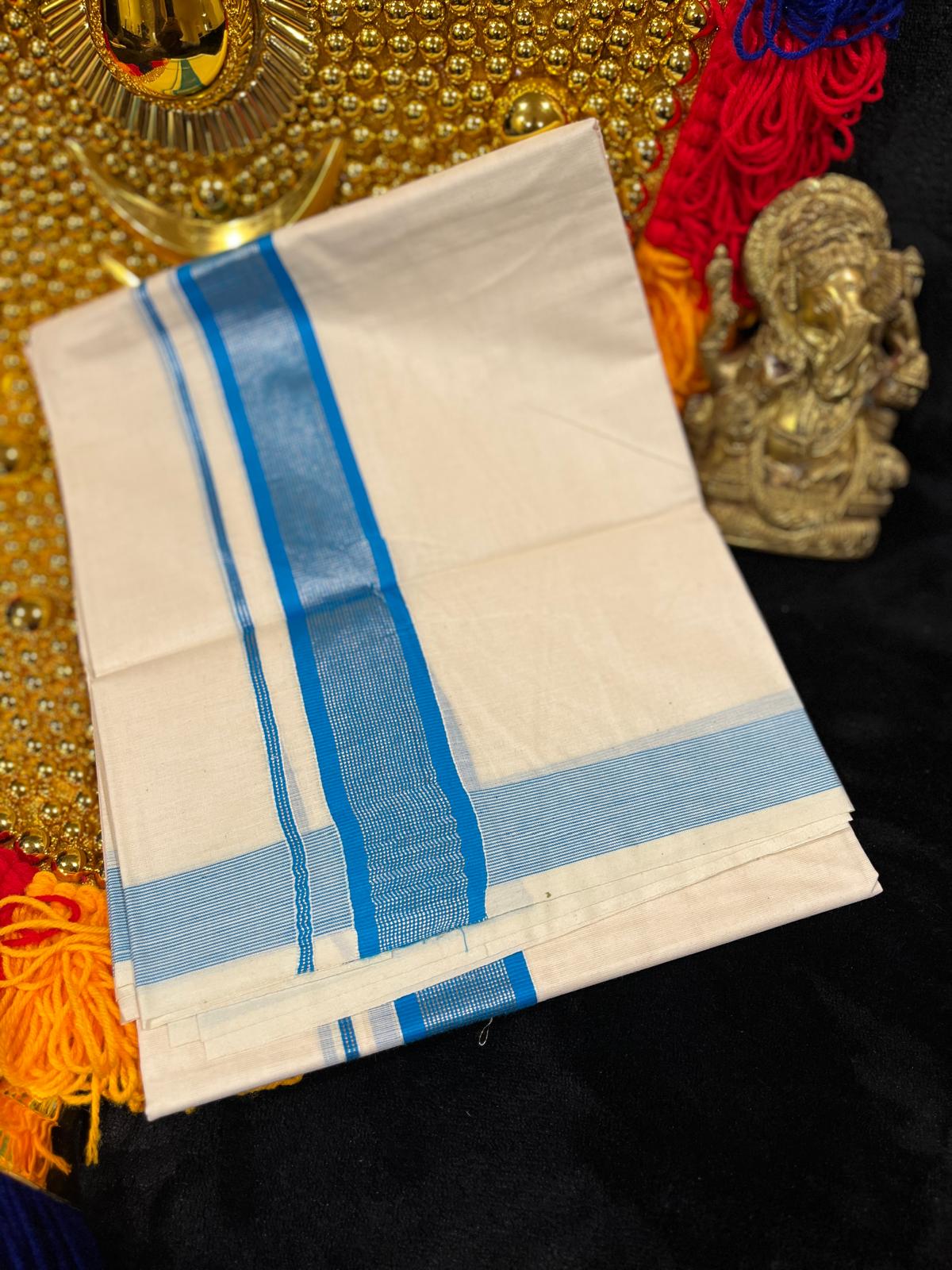 Kasavu Mundu - Silver & Colour Border