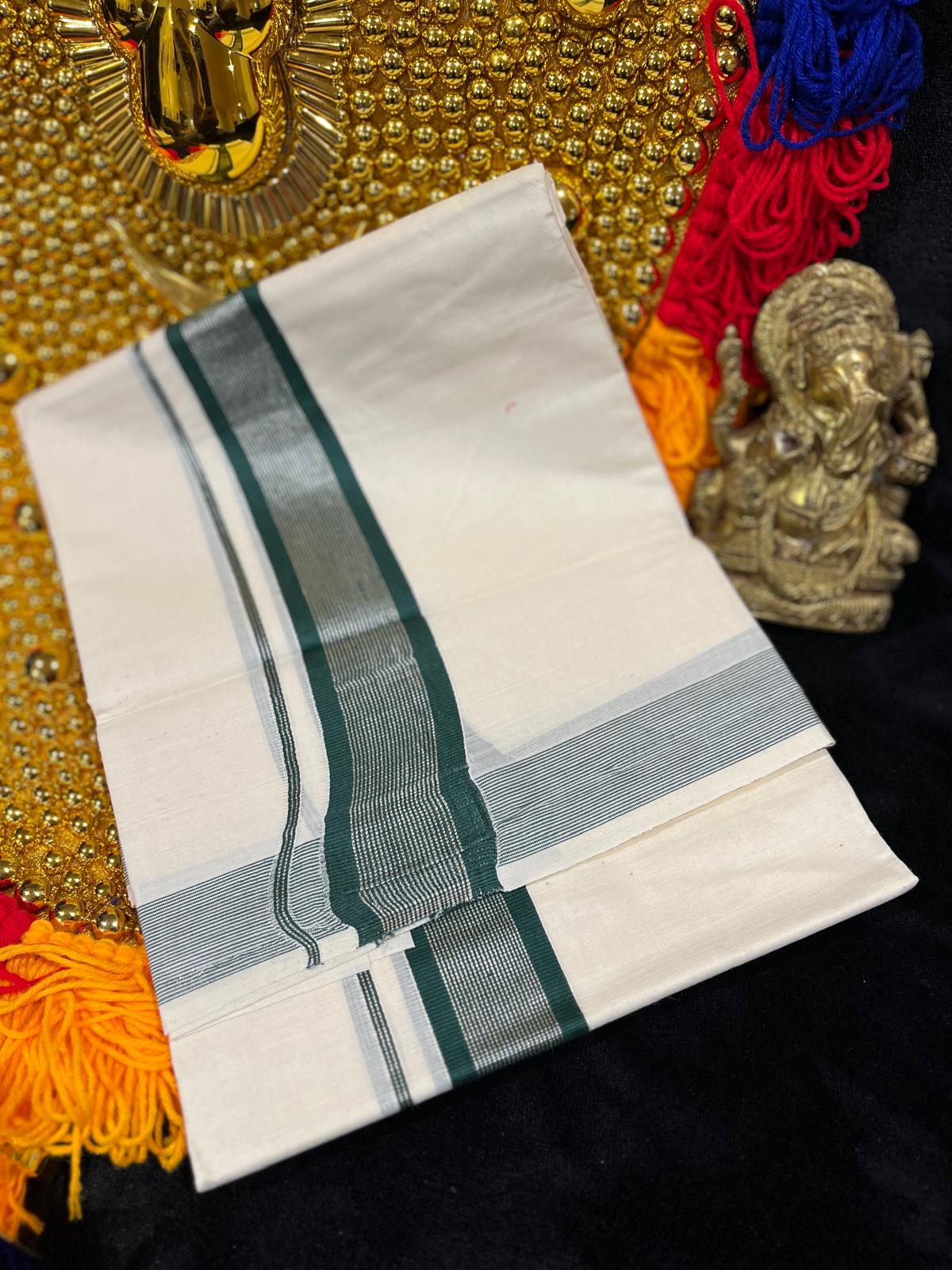 Kasavu Mundu - Silver & Colour Border