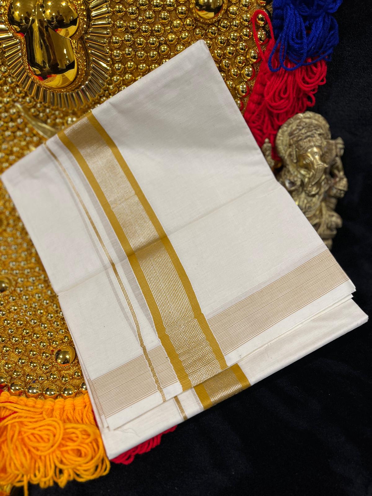 Kasavu Mundu - Silver & Colour Border