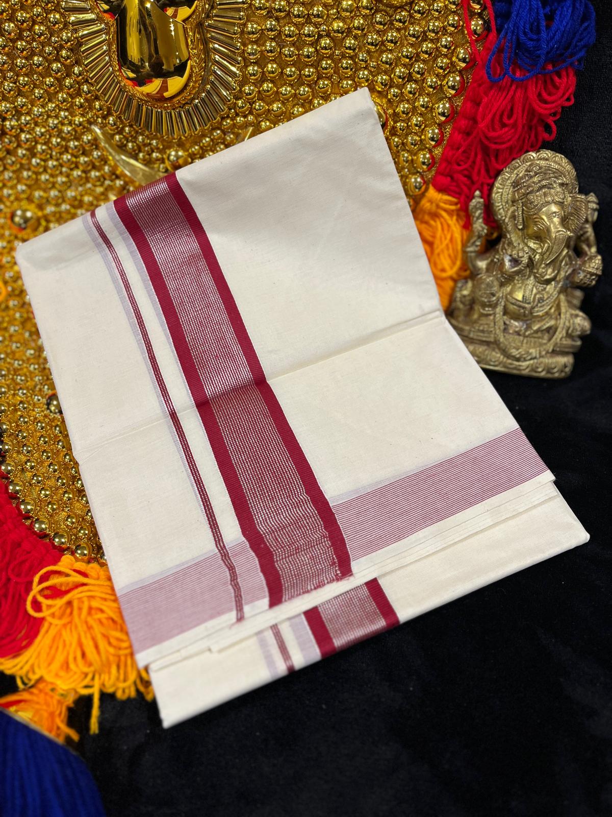 Kasavu Mundu - Silver & Colour Border