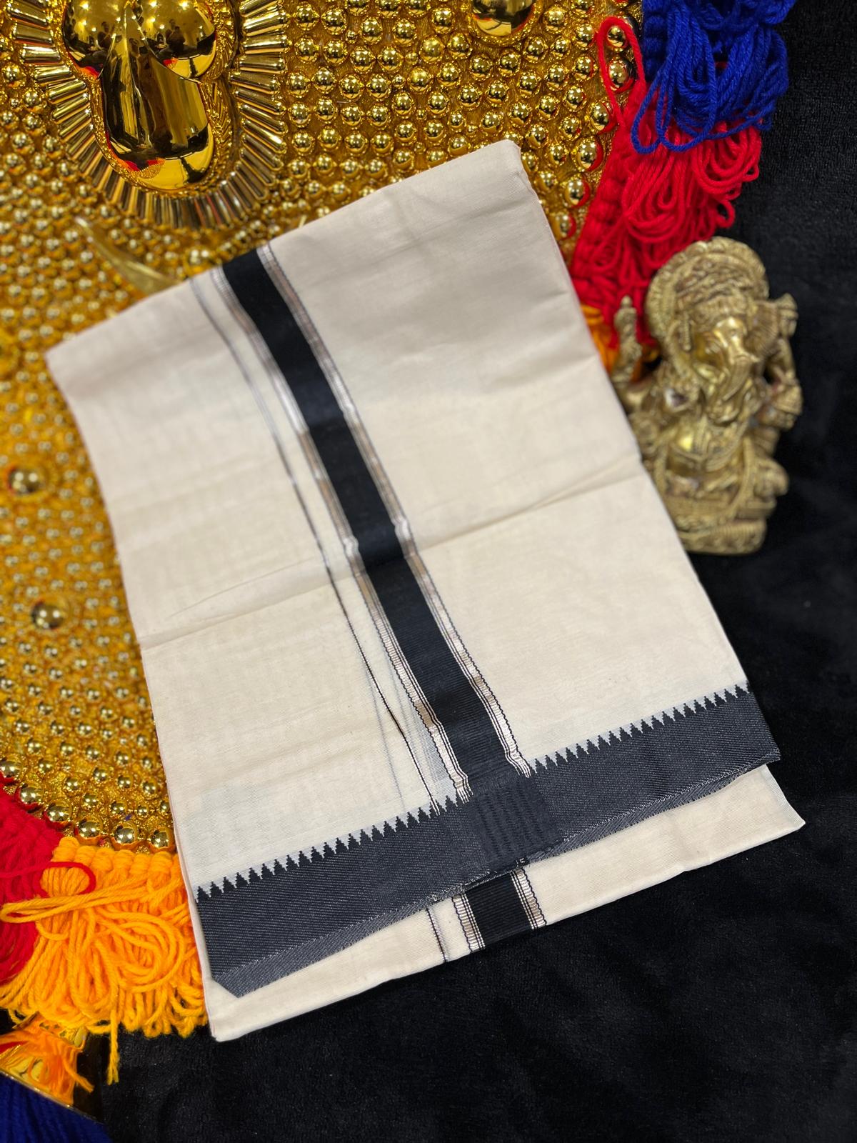 Kasavu Mundu - Silver & Colour Border