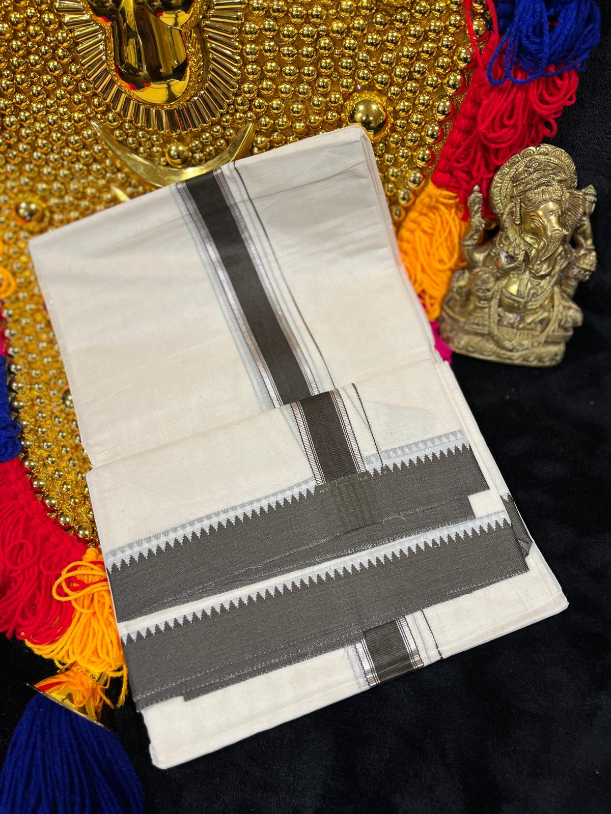 Kasavu Mundu - Silver & Colour Border