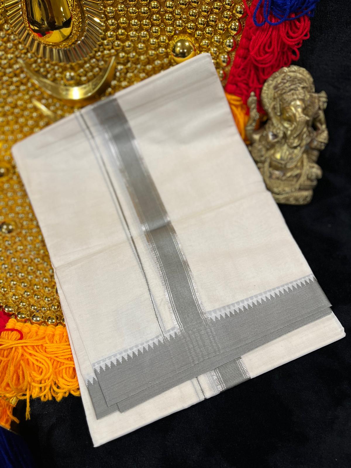 Kasavu Mundu - Silver & Colour Border