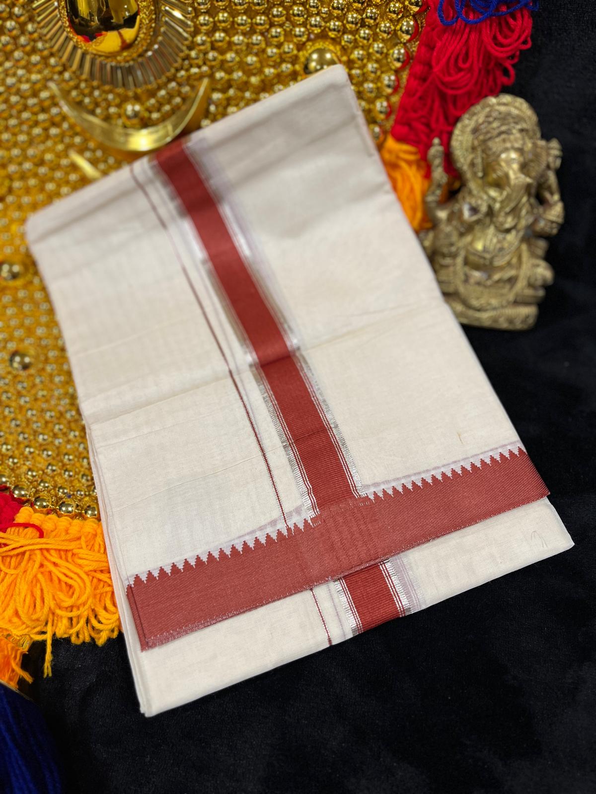 Kasavu Mundu - Silver & Colour Border