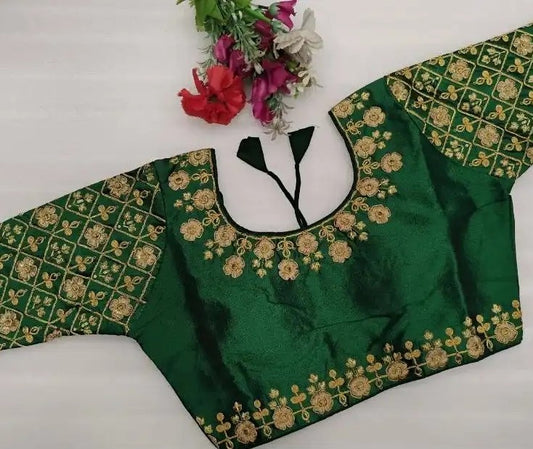 Embroidered Silk Blouse - Green